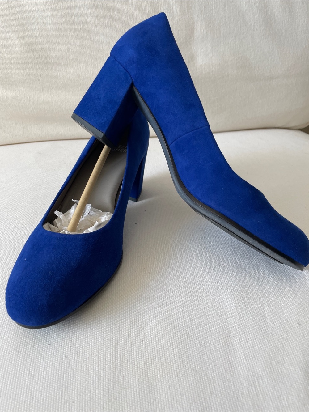 Eileen Fisher Cobalt Blue Suede Block Heel Pumps